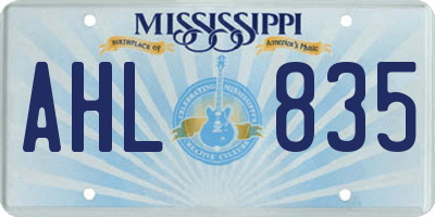 MS license plate AHL835