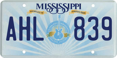 MS license plate AHL839