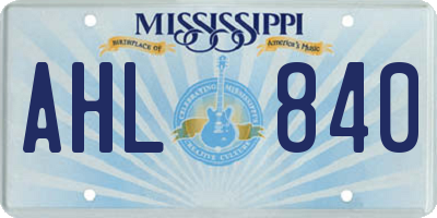 MS license plate AHL840