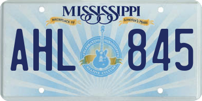 MS license plate AHL845