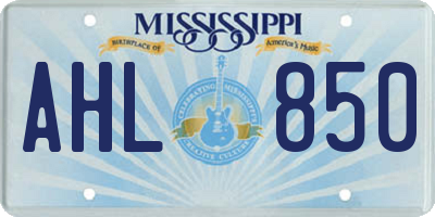 MS license plate AHL850
