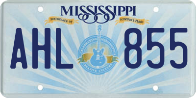 MS license plate AHL855