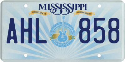 MS license plate AHL858