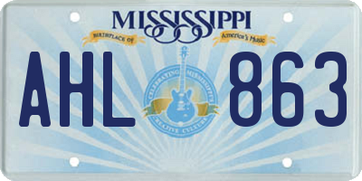MS license plate AHL863