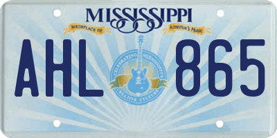 MS license plate AHL865