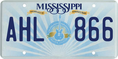 MS license plate AHL866