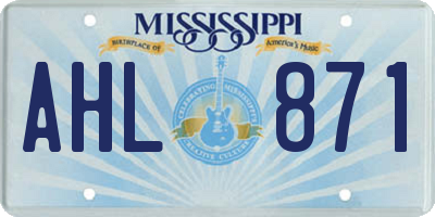MS license plate AHL871