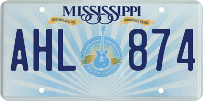MS license plate AHL874