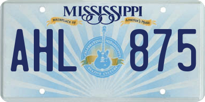 MS license plate AHL875