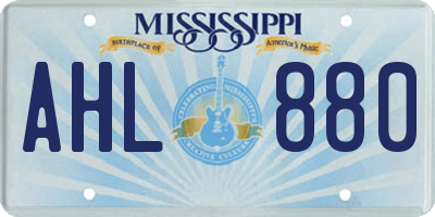 MS license plate AHL880