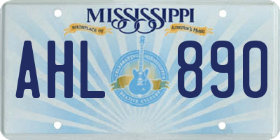 MS license plate AHL890