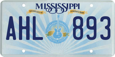 MS license plate AHL893