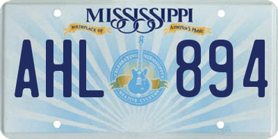 MS license plate AHL894