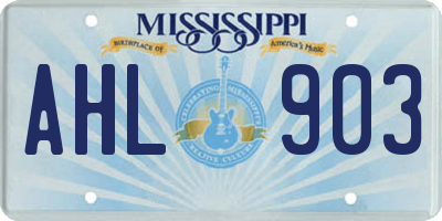 MS license plate AHL903