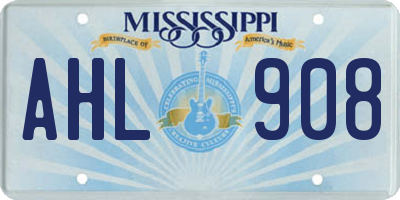 MS license plate AHL908
