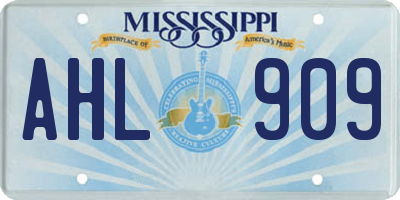 MS license plate AHL909