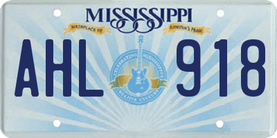 MS license plate AHL918