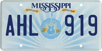 MS license plate AHL919