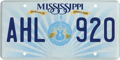 MS license plate AHL920
