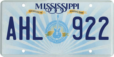 MS license plate AHL922