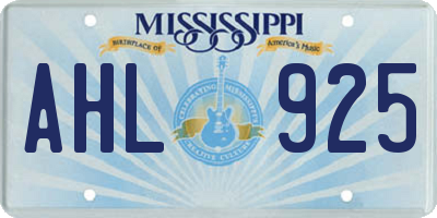 MS license plate AHL925