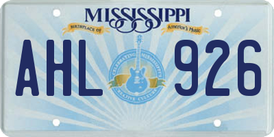 MS license plate AHL926
