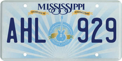 MS license plate AHL929