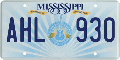 MS license plate AHL930