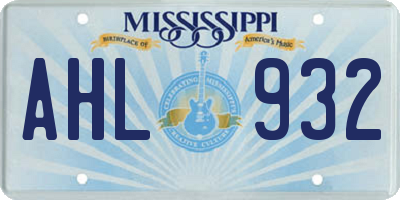 MS license plate AHL932