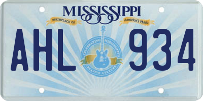 MS license plate AHL934