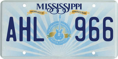 MS license plate AHL966