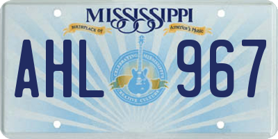 MS license plate AHL967