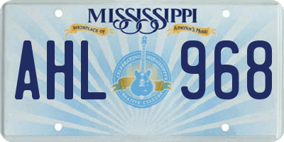MS license plate AHL968