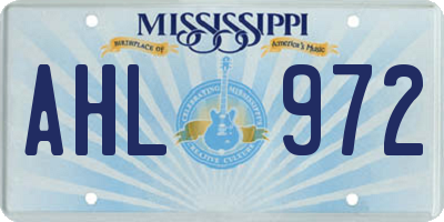 MS license plate AHL972