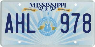 MS license plate AHL978