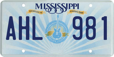 MS license plate AHL981