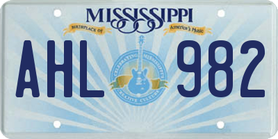 MS license plate AHL982
