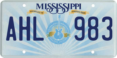 MS license plate AHL983