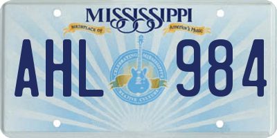MS license plate AHL984