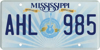 MS license plate AHL985