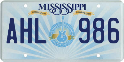 MS license plate AHL986