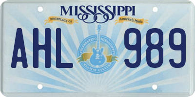 MS license plate AHL989