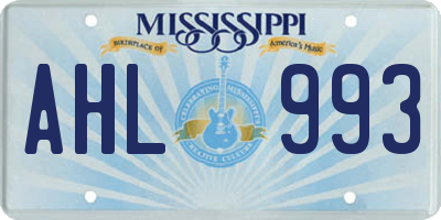 MS license plate AHL993