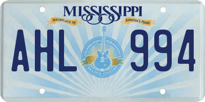 MS license plate AHL994