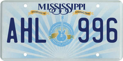 MS license plate AHL996