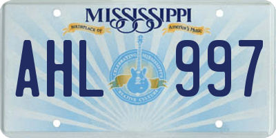 MS license plate AHL997