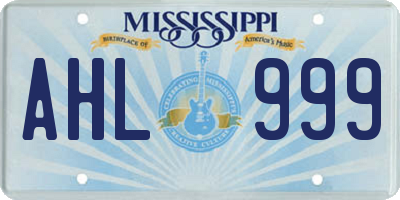 MS license plate AHL999