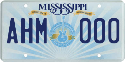 MS license plate AHM000