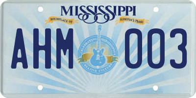 MS license plate AHM003