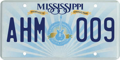 MS license plate AHM009